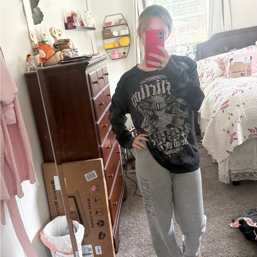 Affliction Gray Graphic Sweatshirt